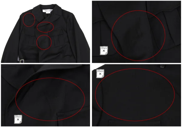 COMME des GARCONS Wool Gaba Hem Belted Jacket K-168593_003