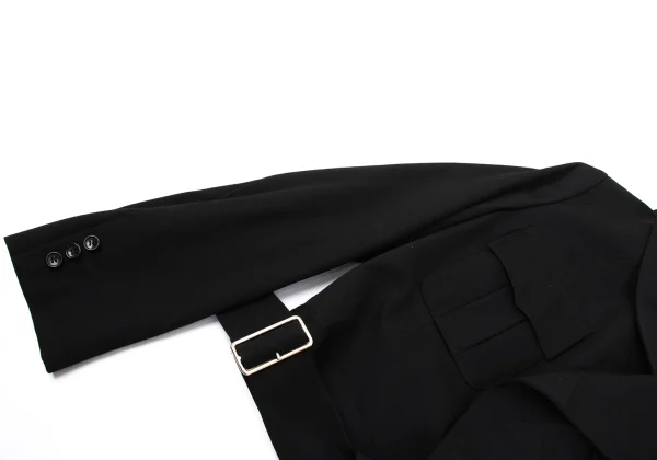 COMME des GARCONS Wool Gaba Hem Belted Jacket K-168593_009