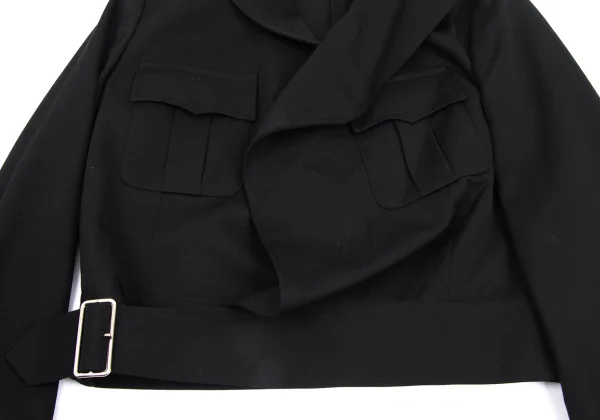 COMME des GARCONS Wool Gaba Hem Belted Jacket K-168593_011