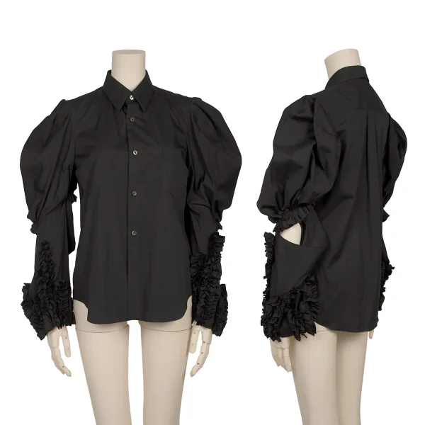 COMME des GARCONS Open Sleeves Cotton Frill Blouse Black XS K-168598_001