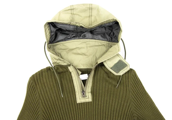 JUNYA WATANABE COMME des GARCONS Different Material Hooded Rib Knit Sweater K-168600_008