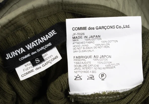 JUNYA WATANABE COMME des GARCONS Different Material Hooded Rib Knit Sweater K-168600_019