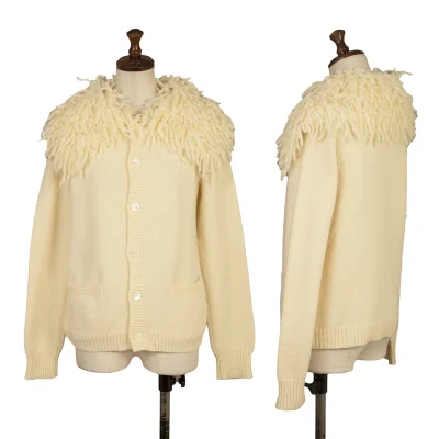 tricot COMME des GARCONS Fringe Neck Wool Knit Cardigan