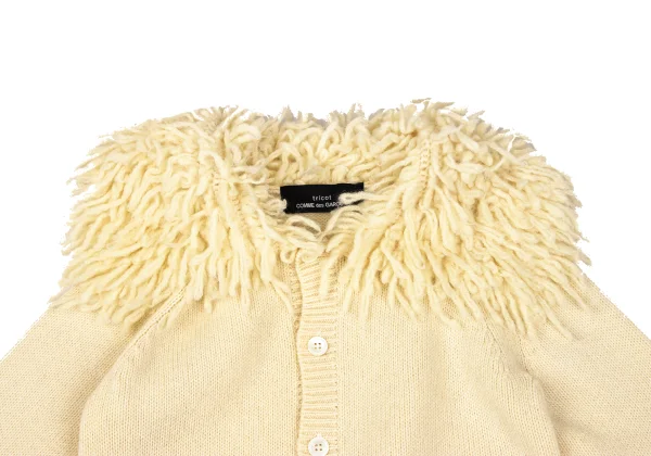 tricot COMME des GARCONS Fringe Neck Wool Knit Cardigan K-168601_004
