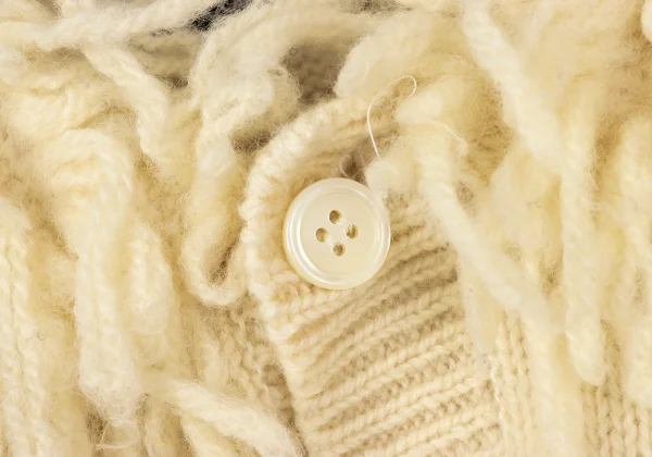 tricot COMME des GARCONS Fringe Neck Wool Knit Cardigan K-168601_005