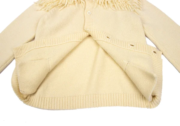 tricot COMME des GARCONS Fringe Neck Wool Knit Cardigan K-168601_013