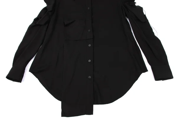 Yohji Yamamoto FEMME Tencel Cutting Sleeve Blouse K-168606_012