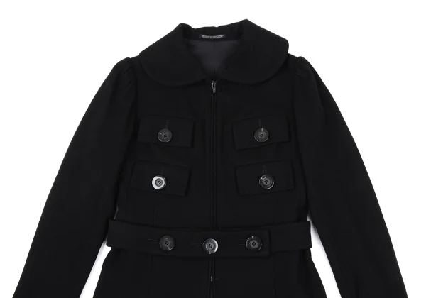 Yohji Yamamoto FEMME Wool Nylon Flap Pocket Round Collar Jacket K-168607_003