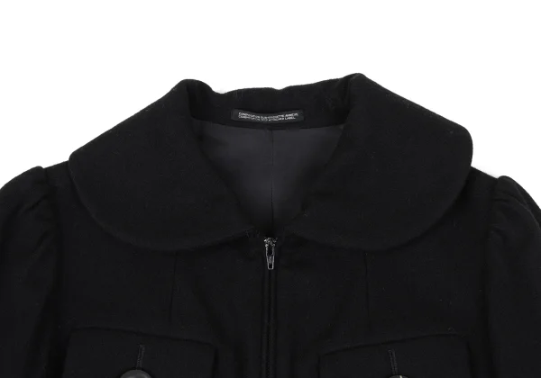 Yohji Yamamoto FEMME Wool Nylon Flap Pocket Round Collar Jacket K-168607_004