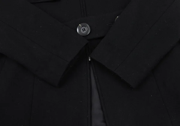 Yohji Yamamoto FEMME Wool Nylon Flap Pocket Round Collar Jacket K-168607_008