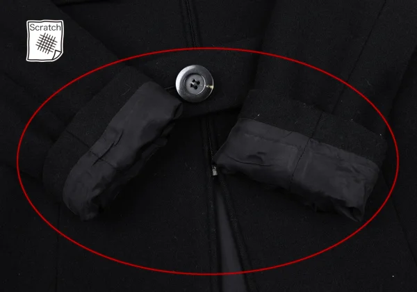 Yohji Yamamoto FEMME Wool Nylon Flap Pocket Round Collar Jacket K-168607_009