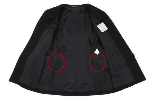 Yohji Yamamoto FEMME Wool Nylon Flap Pocket Round Collar Jacket K-168607_013