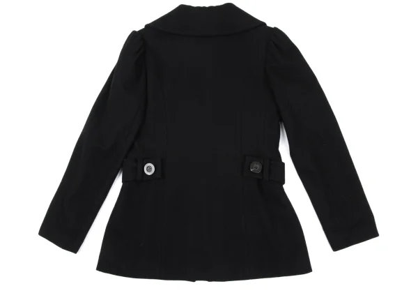 Yohji Yamamoto FEMME Wool Nylon Flap Pocket Round Collar Jacket K-168607_016