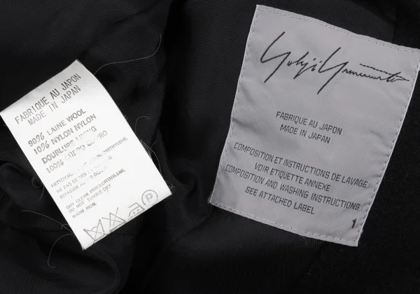 Yohji Yamamoto FEMME Wool Nylon Flap Pocket Round Collar Jacket K-168607_019