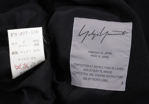 Yohji Yamamoto FEMME Wool Nylon Flap Pocket Round Collar Jacket K-168607_020
