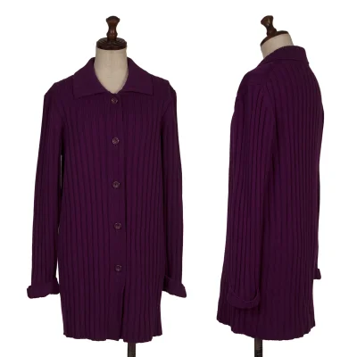 K OF KRIZIA Wool Rib Knit Cardigan
