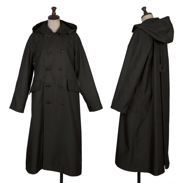 tao Cotton Poly Detachable Hooded Round-collar Double Coat Black M K-168615_001