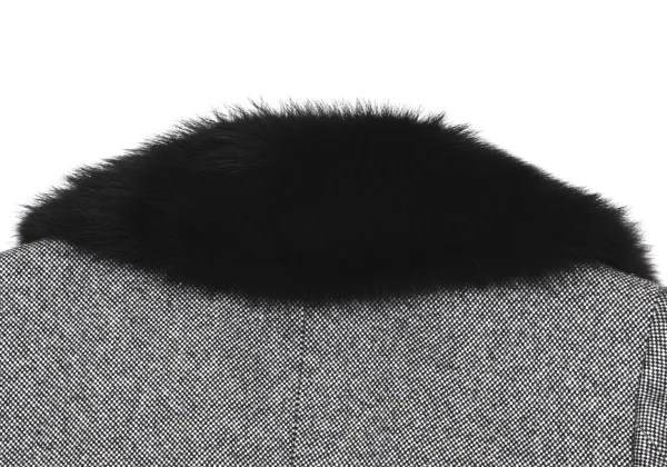 yoshie inaba Birdseye Weave Fur Collar Cashmere Coat K-168626_014