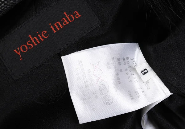 yoshie inaba Birdseye Weave Fur Collar Cashmere Coat K-168626_018