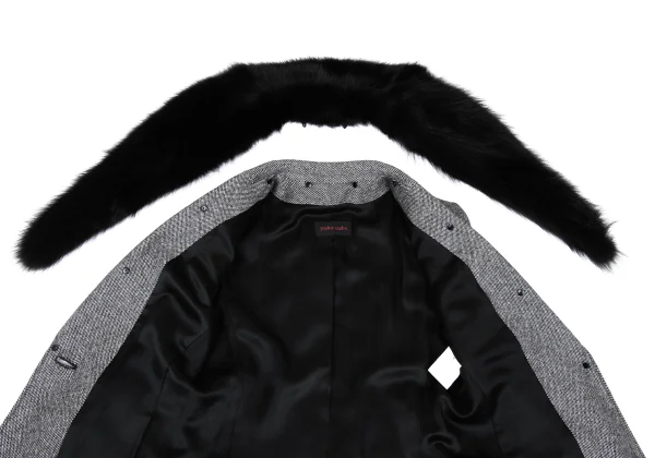 yoshie inaba Birdseye Weave Cashmere Coat & Skirt K-168628_009