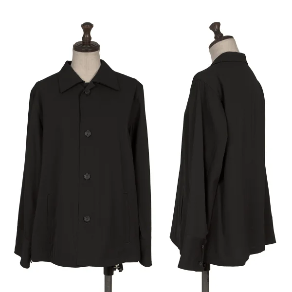 Y's Wool Gabardine Cut Off Jacket Black 3 K-168633_001