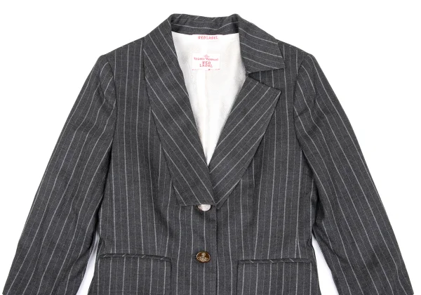 ヴィヴィアンウエストウッド レッドレーベルVivienne Westwood Red Label ピンストライプリブドッキングジャケット グレー1 K-168639_003