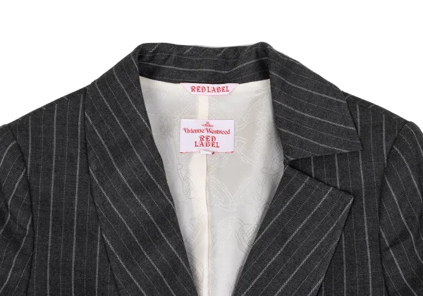 ヴィヴィアンウエストウッド レッドレーベルVivienne Westwood Red Label ピンストライプリブドッキングジャケット グレー1 K-168639_004