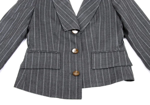 ヴィヴィアンウエストウッド レッドレーベルVivienne Westwood Red Label ピンストライプリブドッキングジャケット グレー1 K-168639_008