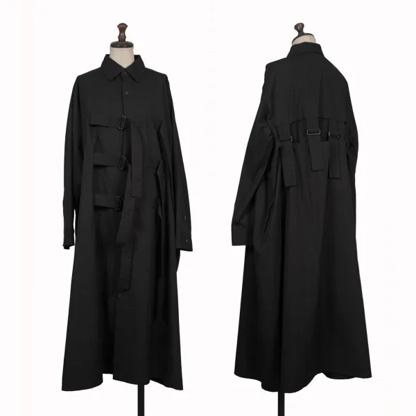 B Yohji Yamamoto Cotton Belt Design Long Shirt Black 1 K-168644_001