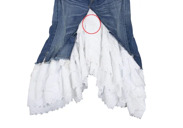 JUNYA WATANABE COMME des GARCONS Embroidered Lace Tiered Denim Skirt K-168648_005