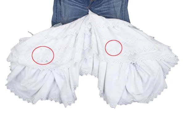 JUNYA WATANABE COMME des GARCONS Embroidered Lace Tiered Denim Skirt K-168648_007