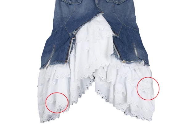 JUNYA WATANABE COMME des GARCONS Embroidered Lace Tiered Denim Skirt K-168648_014