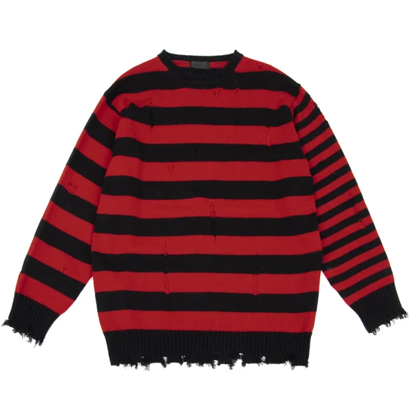 s'yte Acrylic Stripe Clash Knit Sweater Red,Black 3 K-168654_001