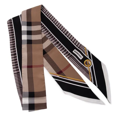 BURBERRY LONDON Check Silk Ribbon Scarf