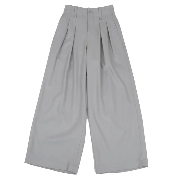 ISSEY MIYAKE Wool Back Tuck Wide Pants Grey 1 K-168671_001
