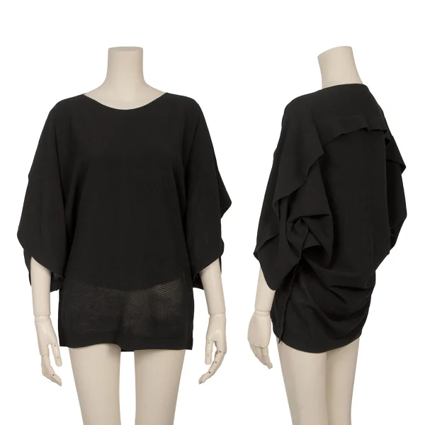 ISSEY MIYAKE A.POC INSIDE Cutting Stretch Mesh Top Black 2 K-168675_001