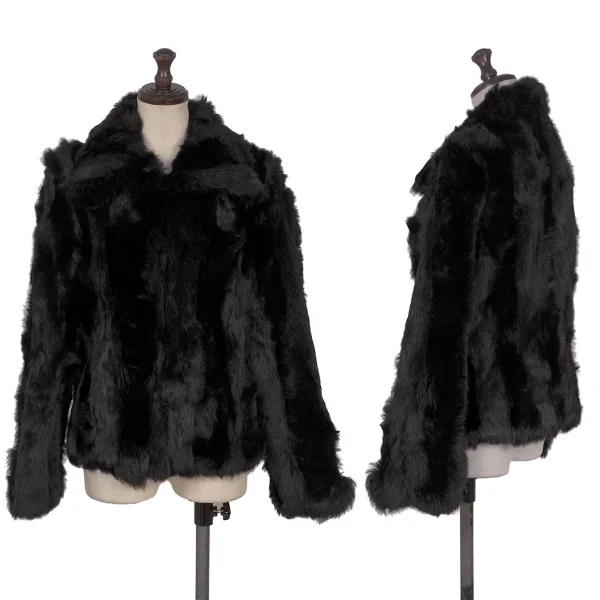 PINK HOUSE Rabbit Fur Hook Closure Jacket Black M K-168683_001