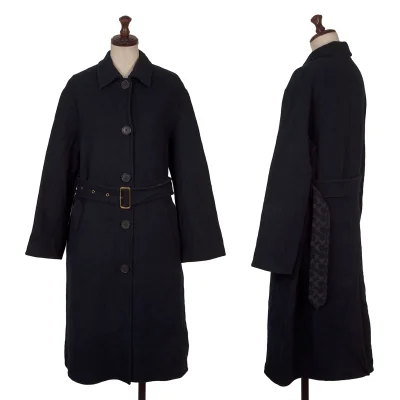 COACH Wool Blend Lining Signature Belted Coat