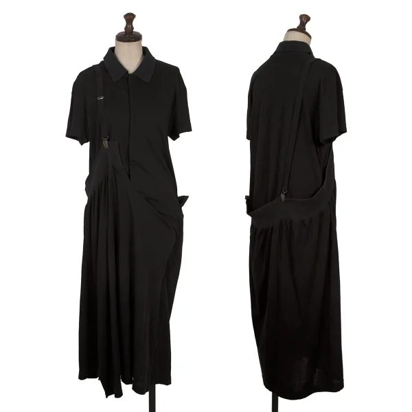 Y's One-shoulder Polo Shirt Dress Black 2 K-168692_001