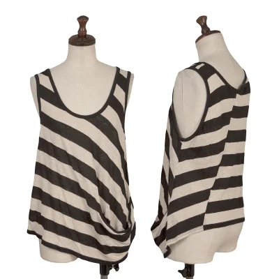 Y's Red Label Linen Striped Switching Tank Top