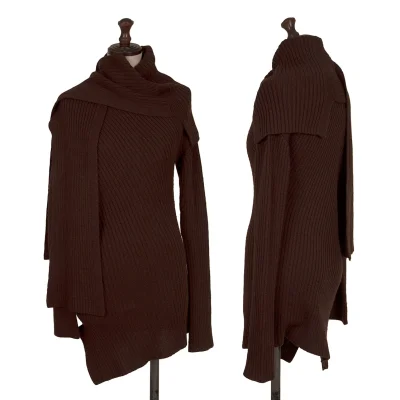 Y's Red Label Acrylic Blend Stole Neck Knit Sweater