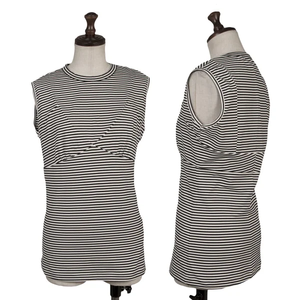 JUNYA WATANABE COMME des GARCONS Poly Stretch Stripe Sleeveless Top White,Black S-M K-168702_001