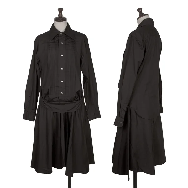 JUNYA WATANABE COMME des GARCONS Cotton Pin Tuck Flared Shirt Dress Black M K-168703_001