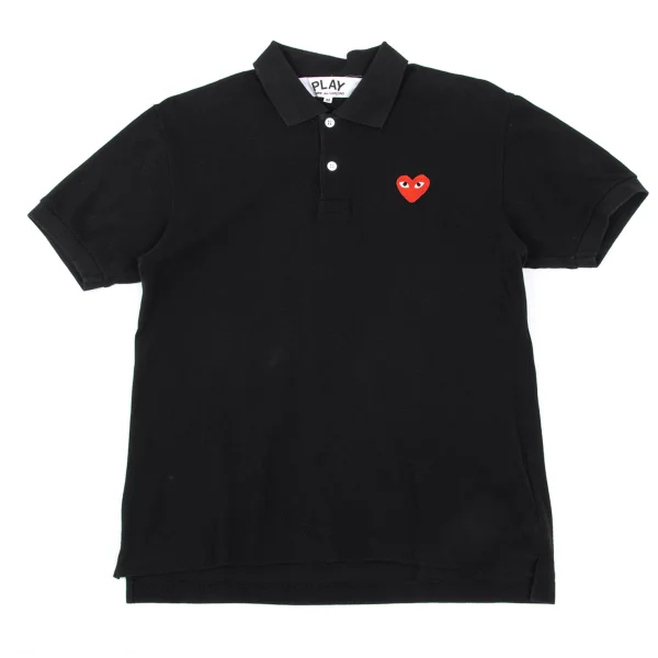 PLAY COMME des GARCONS Heart Patch Short Sleeve Polo Shirt Black M K-168705_001