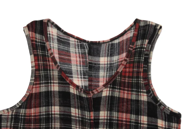 Y's Cotton Wool Hem Frill Check Print Tank Top K-168720_003