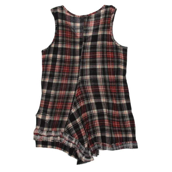 Y's Cotton Wool Hem Frill Check Print Tank Top K-168720_008