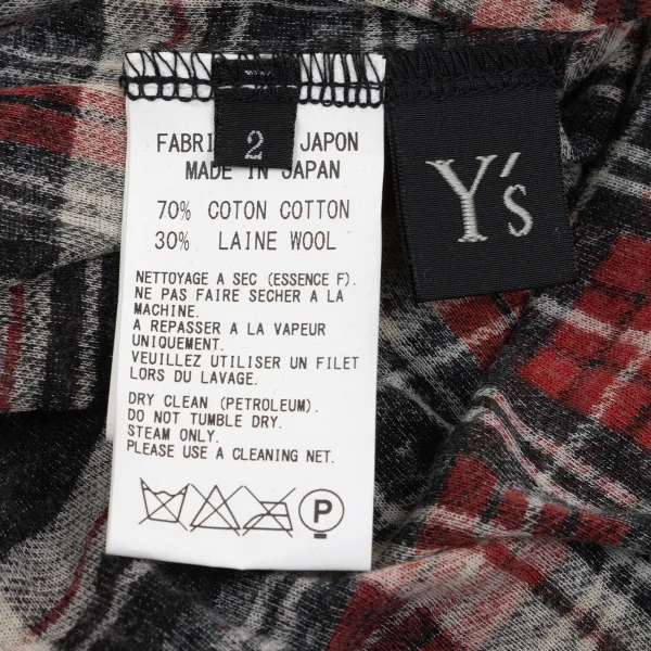 Y's Cotton Wool Hem Frill Check Print Tank Top K-168720_012