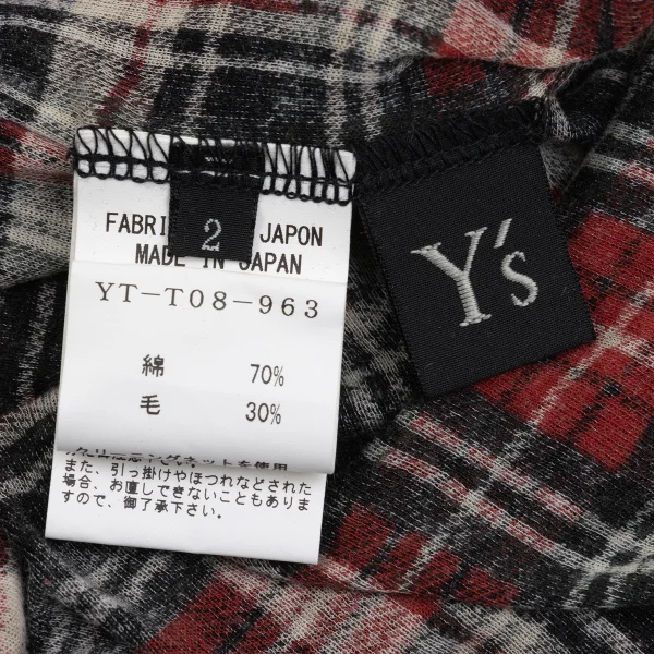 Y's Cotton Wool Hem Frill Check Print Tank Top K-168720_013