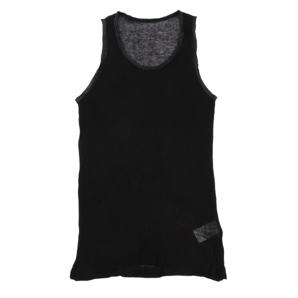 Y's Cashmere Blend Piping Design Ribbed Tank Top K-168722_002