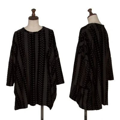 Y's Dot Flock Print Stretch Wide Silhouette T Shirt